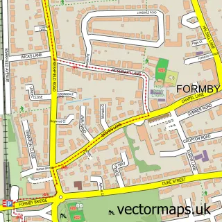 Street map sample of Formby, Merseyside