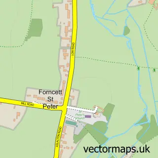 Street map sample of Forncett St Peter, Norfolk