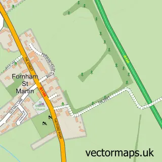 Street map sample of Fornham St Martin, Suffolk
