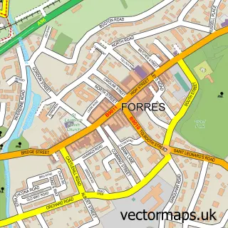 Street map sample of Forres, Moray