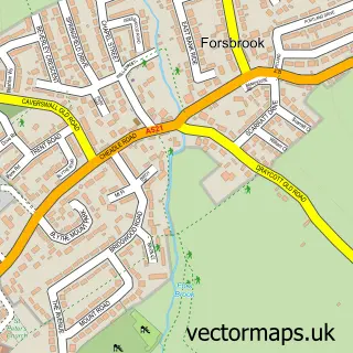 Street map sample of Forsbrook, Staffordshire