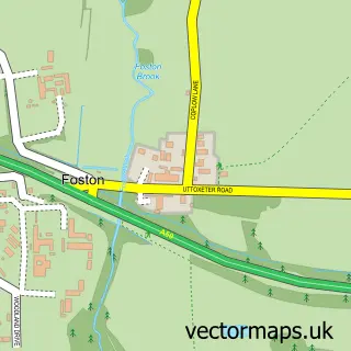 Street map sample of Foston, Derbyshire