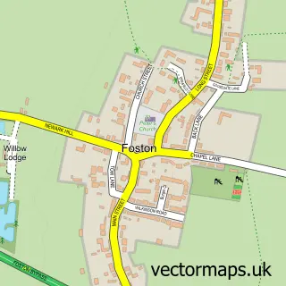 Street map sample of Foston, Lincolnshire