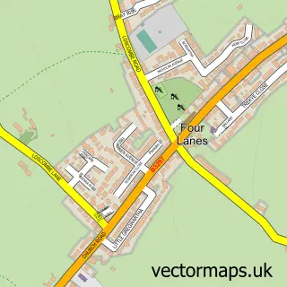 Street map sample of Four Lanes, Cornwall