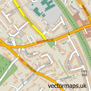 Street map sample of Four Oaks, West Midlands