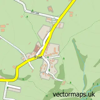 Street map sample of Foxt, Staffordshire