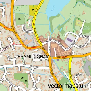 Street map sample of Framlingham, Suffolk