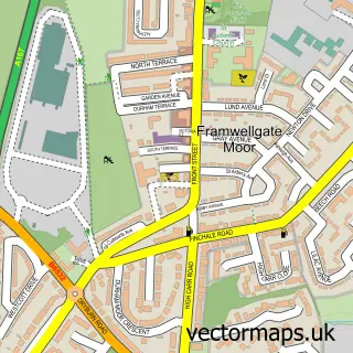 Street map sample of Framwellgate Moor, Durham