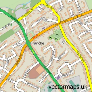 Street map sample of Franche, Worcestershire