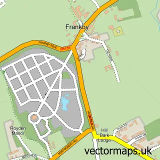 Street map sample of Frankby, Merseyside