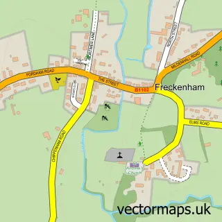 Street map sample of Freckenham, Suffolk
