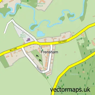 Street map sample of Frensham, Surrey