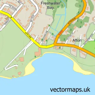 Street map sample of Freshwater Bay, Isle of Wight