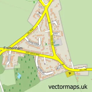 Street map sample of Frettenham, Norfolk