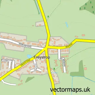 Street map sample of Freystrop Cross, Dyfed