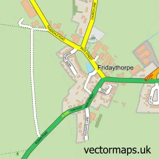Street map sample of Fridaythorpe, East Riding of Yorkshire