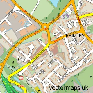 Street map sample of Frimley, Surrey