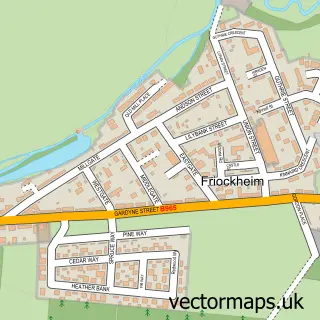 Street map sample of Friockheim, Angus