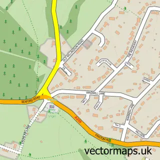 Street map sample of Friston, East Sussex