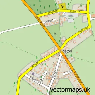 Street map sample of Friston, Suffolk