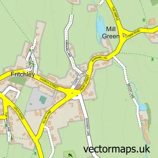 Street map sample of Fritchley, Derbyshire