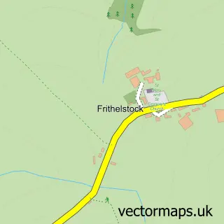 Street map sample of Frithelstock, Devon