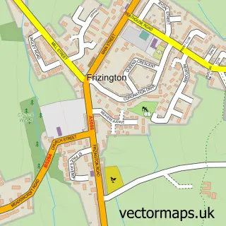 Street map sample of Frizington, Cumbria