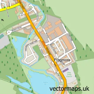 Street map sample of Frogmore, Hertfordshire