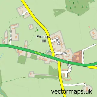 Street map sample of Fromes Hill, Herefordshire