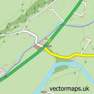 Street map sample of Fron, Powys