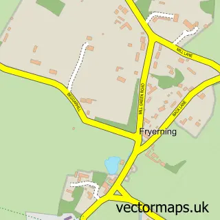 Street map sample of Fryerning, Essex