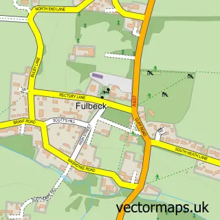 Street map sample of Fulbeck, Lincolnshire