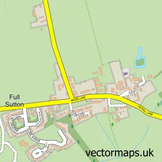 Street map sample of Full Sutton, East Riding of Yorkshire