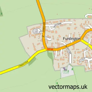 Street map sample of Funtington, West Sussex