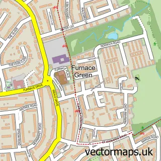 Street map sample of Furnace Green, West Sussex