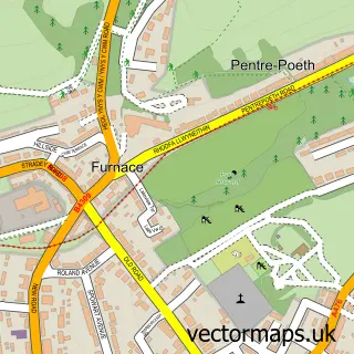 Street map sample of Furnace, Dyfed