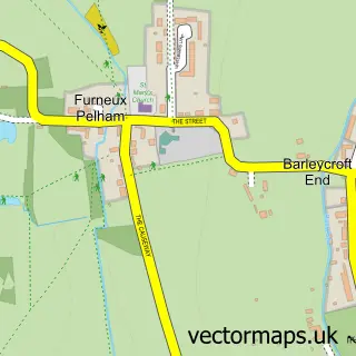 Street map sample of Furneux Pelham, Hertfordshire