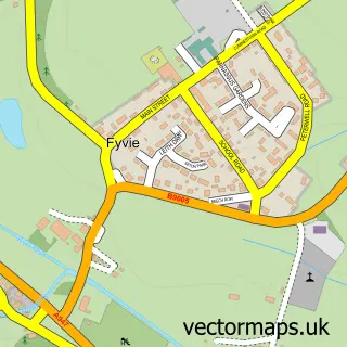 Street map sample of Fyvie, Aberdeenshire