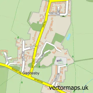 Street map sample of Gaddesby, Leicestershire