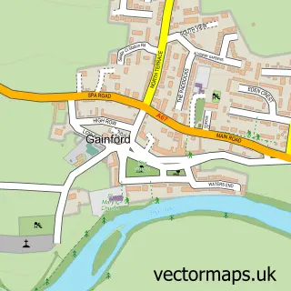 Street map sample of Gainford, Durham