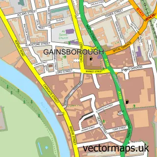 Street map sample of Gainsborough, Lincolnshire