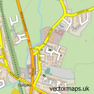 Street map sample of Galgate, Lancashire