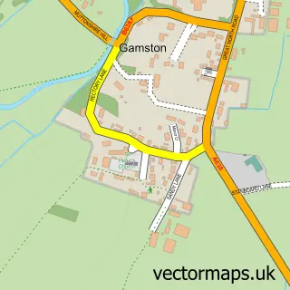 Street map sample of Gamston, Nottinghamshire