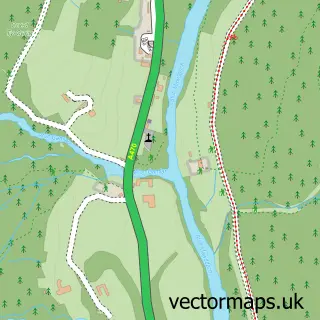 Street map sample of Ganllwyd, Gwynedd