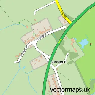 Street map sample of Ganstead, East Riding of Yorkshire