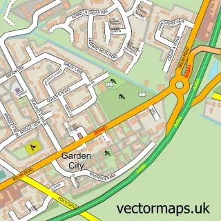 Street map sample of Garden City, Clwyd