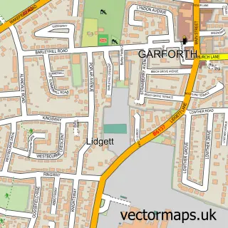 Street map sample of Garforth, West Yorkshire