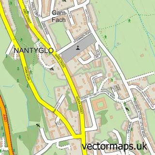 Street map sample of Garn Fach, Gwent