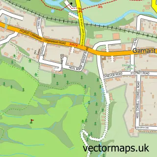 Street map sample of Garnant, Dyfed