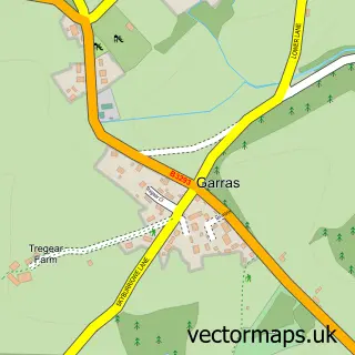 Street map sample of Garras, Cornwall